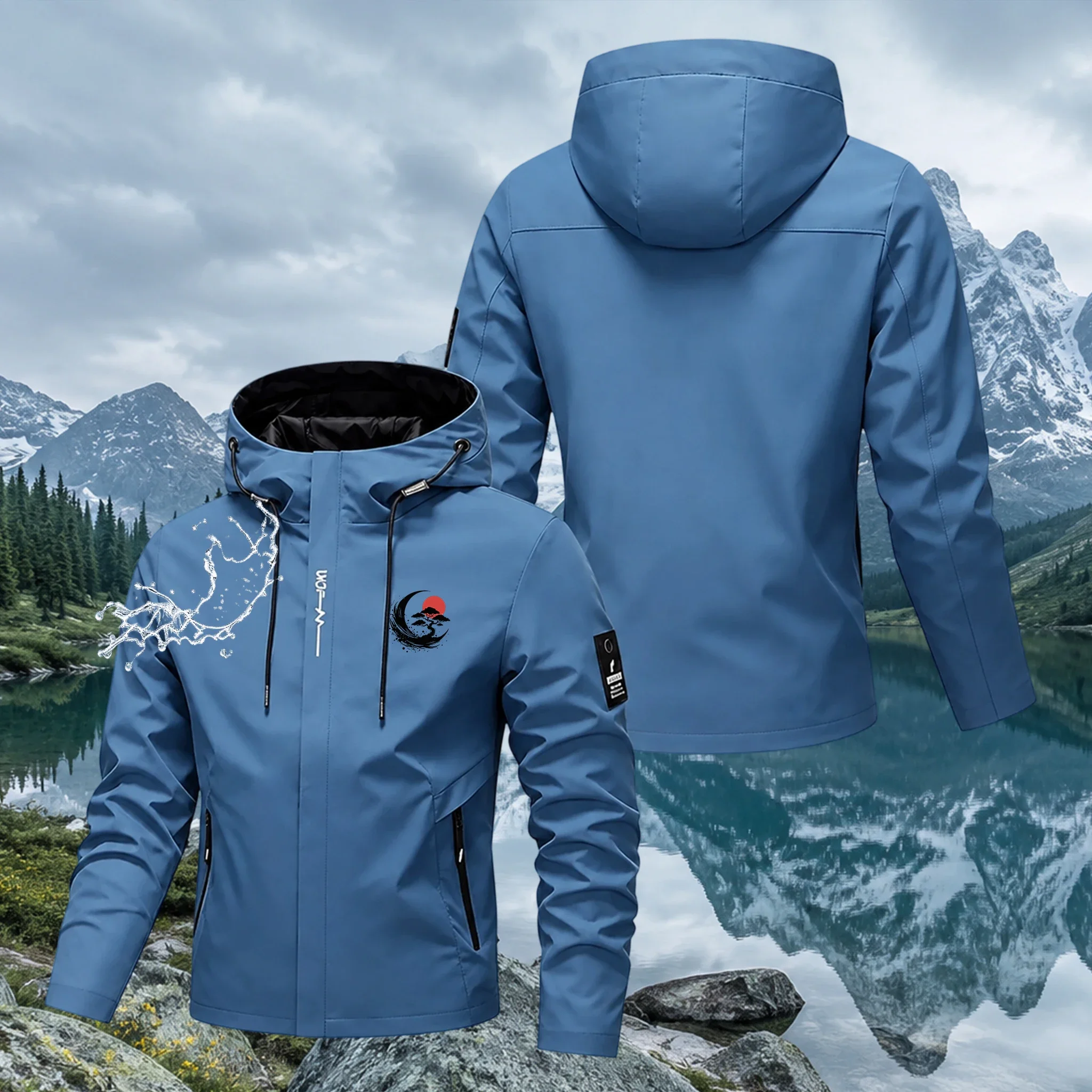 Mens Outdoor Waterproof Jacket Windproof Hoodie Coats Lightweight Cycling and Hiking Raincoat Work Jacket Man Climbing Outerwear