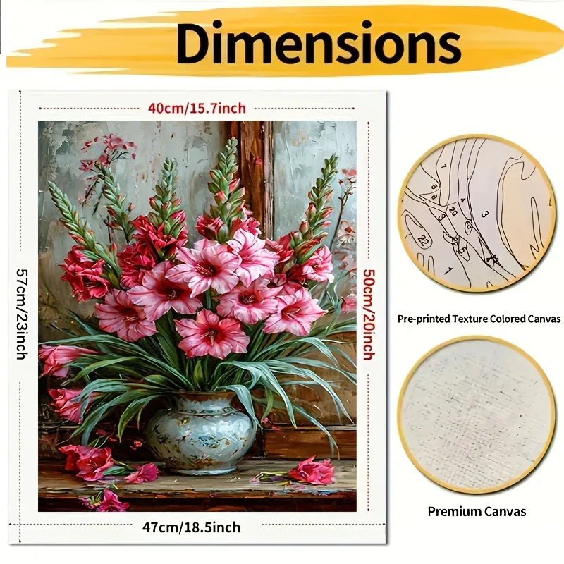 Professional Art Use A Set of Digital Oil Painting Kit Titled 'Flourishing Flowers in Ancient Style Vase', Designed for Painting