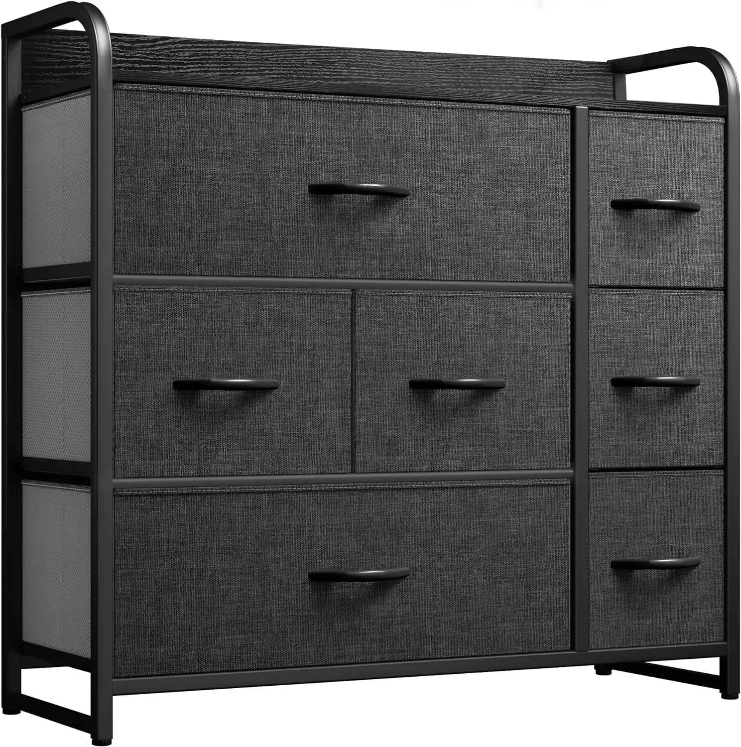 Cabinet with seven drawers - organizational cell in bedroom, living room, closet - solid steel grille, wooden roof