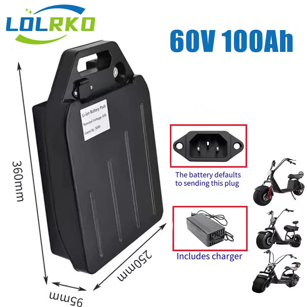 ALalito Elektrofahrzeug-Lithiumbatterie 60 V 20 Ah 30 Ah 1500 W für Harley zweirädrigen faltbaren Citycoco Elektroroller