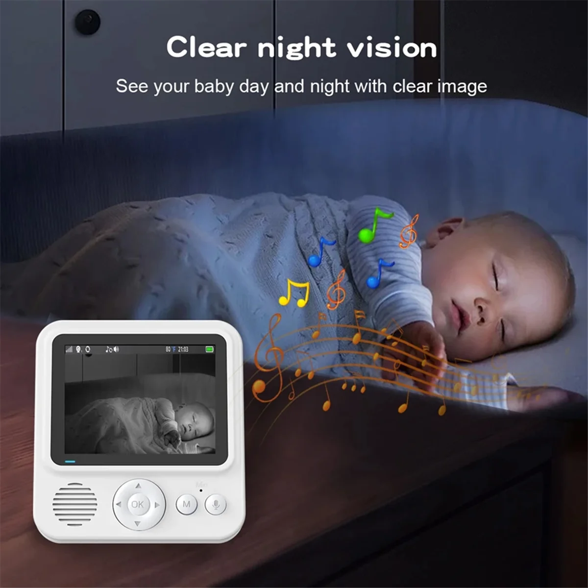 A93P 2.8inch LCD Video Baby Monitor 2.4G Wireless Security Baby Camera 2-Way Talk Night Vision Temperature Baby Cry Alarm