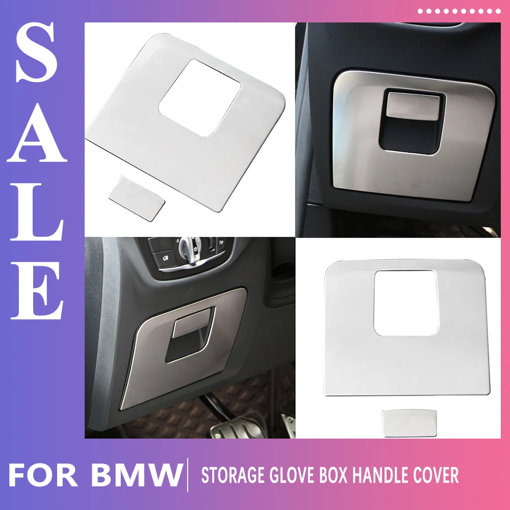 Stainless Steel Car Storage Glove Box Handle Cover Trim Sticker for BMW X3 G01 X4 G02 2018 2019 2020 2021 2022 Accessories