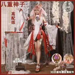 In Stock Yae Miko SSR Cosplay Costume Genshin Impact Яэ Мико Halloween Fox Kitsune Girl Full Set Wig Ear Shoes