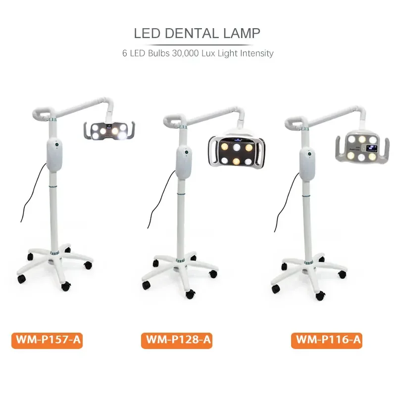 Floor Standing Dental Operating Lamp 6pcs LED Bulbs Shadowless Light with Sensor for Dental Chair Unit 3 Colors Dental Oral Lamp