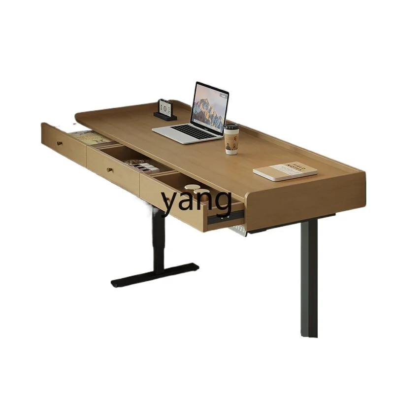 

LH solid wood electric double drop computer table household bedroom desk integrated