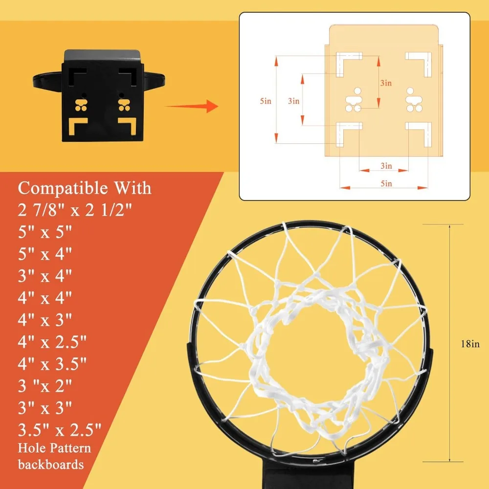 Robuuste 18-inch basketbalrand met 5/8 inch stalen flex-ring - professionele kwaliteit, officiële gamestandaard, geschikt voor de meeste palen
