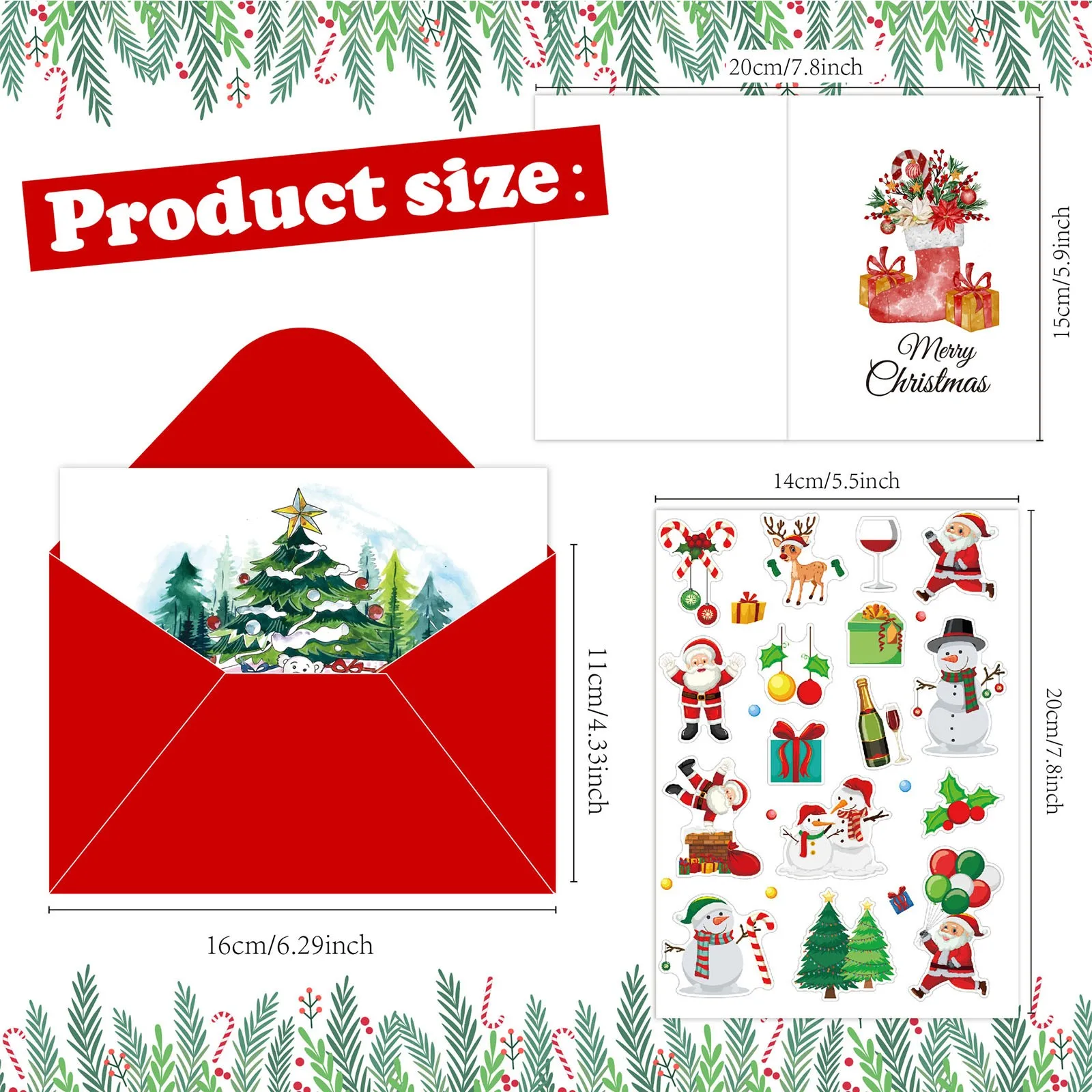 Portable Christmas Card Set Folded Envelope Holiday DIY Handwritten Blessing Christmas Card Suitable for Christmas Gift 2025