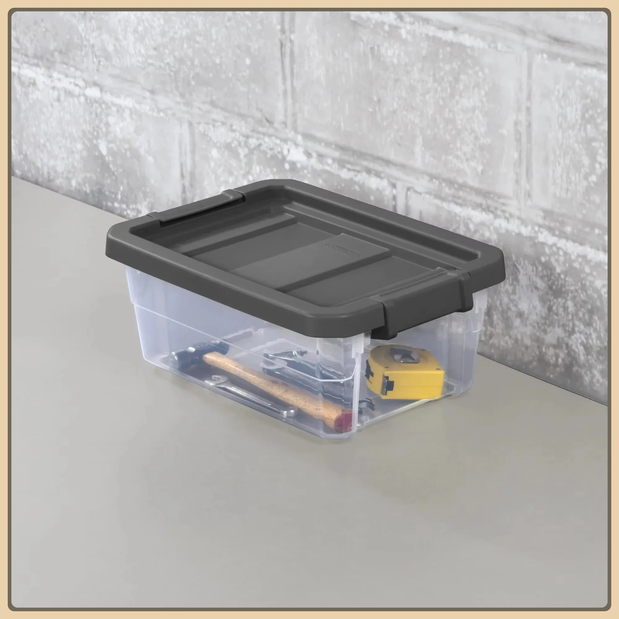 Штабелируемые контейнеры емкостью 16 кв. в упаковке, прозрачные с серой крышкой для организации дома, офиса и шкафа.