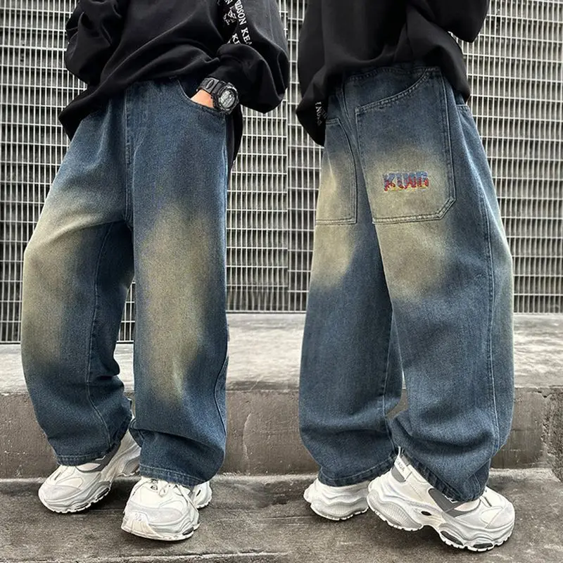 Teenage Boy Jeans Button Solid Color Children Jeans Casual Style Kids Jeans Spring Autumn Kids Clothes 4 6 810 11 12 13 14 Years