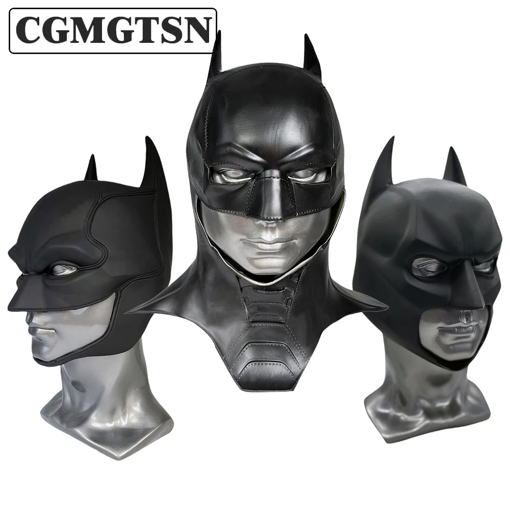 CGMGTSN Movie Adult Men Bat Superhero Cosplay Bruce Wayne Costume Halloween Masquerade Mask Black Latex Accessories