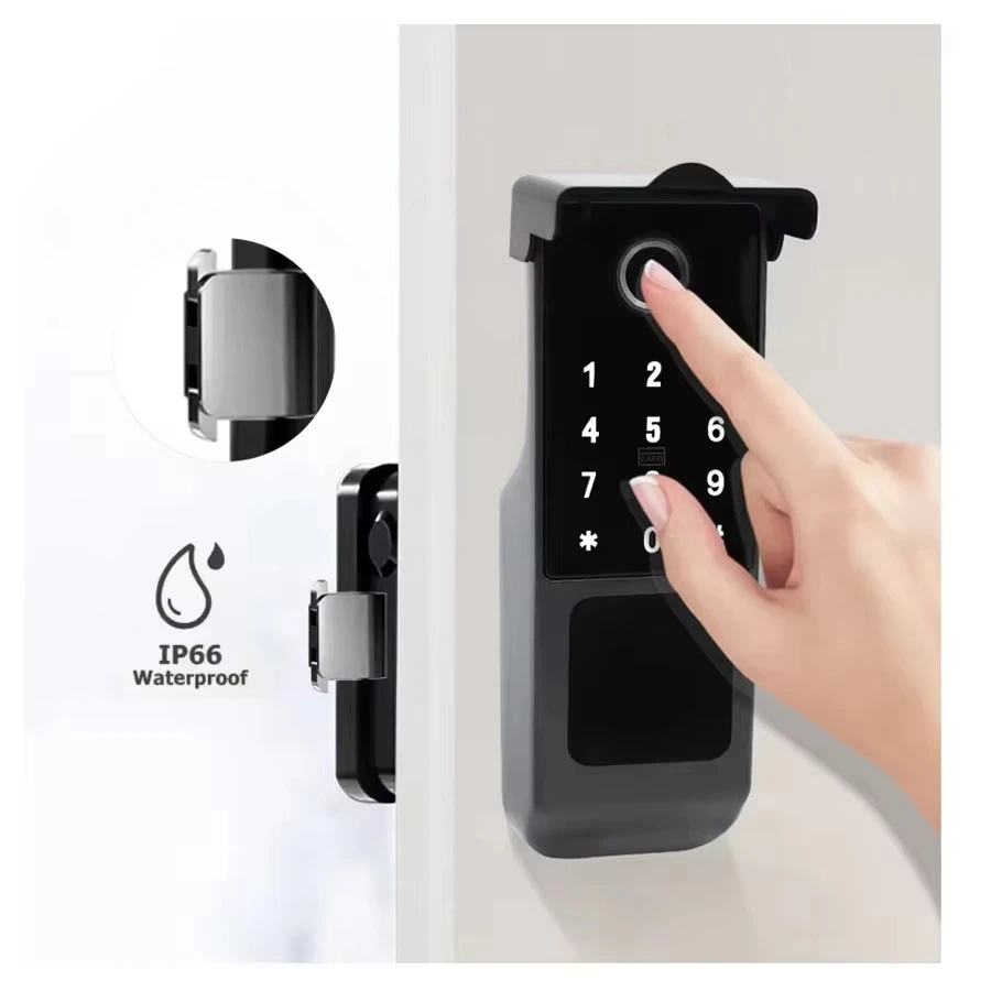

Wireless Ip66 Waterproof Rainproof Tuya Wifi Fingerprint Smart Lock for Outdoor Access Control System