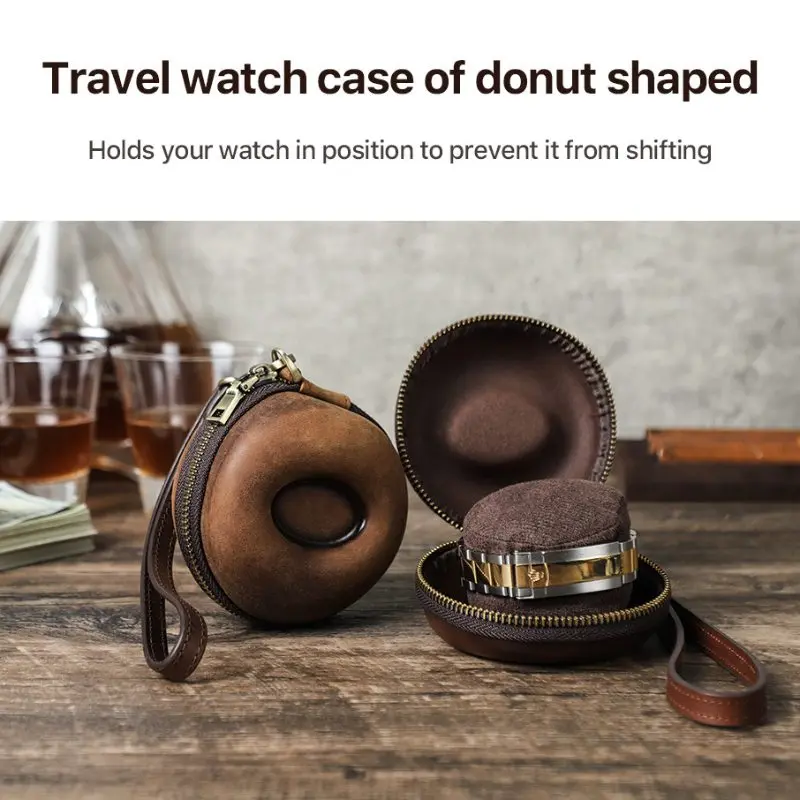 Travel Case Portable Genuine Leather Storage For Single Watch Impact-resistant For Wristwatches Smart Watches Luxury Box