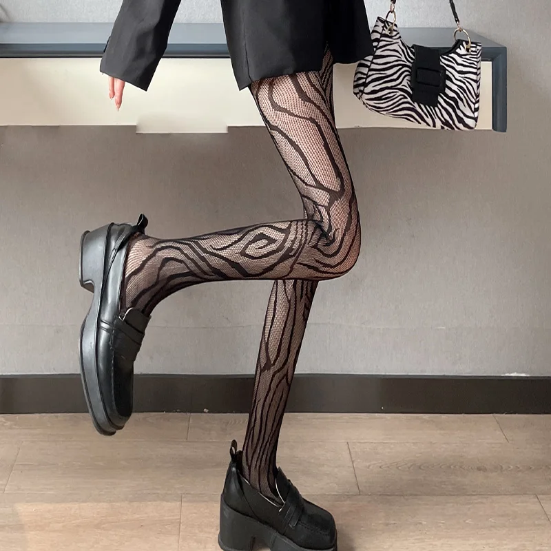 Sexy Leopard Print Breathable Stockings Fashionable Sanrio Black Stockings Lolita Sexy Tights Anime Kuromi Style Fishnet Stockin