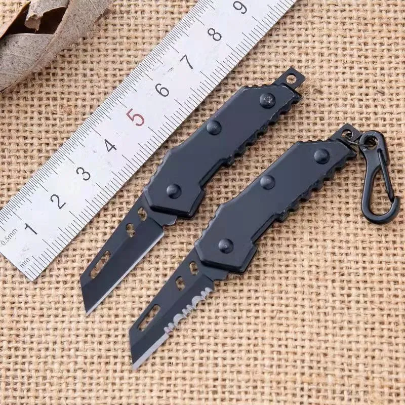 Mini folding knife  5cr15mov steel Half serrated blade all steel handle exquisite outdoor camping EDC tool