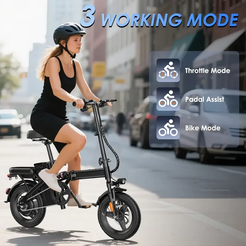 

14" Electric Motorcycle Foldables Mountain Folding E Bike For Adults, 48V 10.3AH Battery, 400W Peak Motor Electric EBike, 19.7 Miles Electric Bike 19.7 MPH, Perfect For Short Trips Exercise Adults Electric Bicycle ﻿