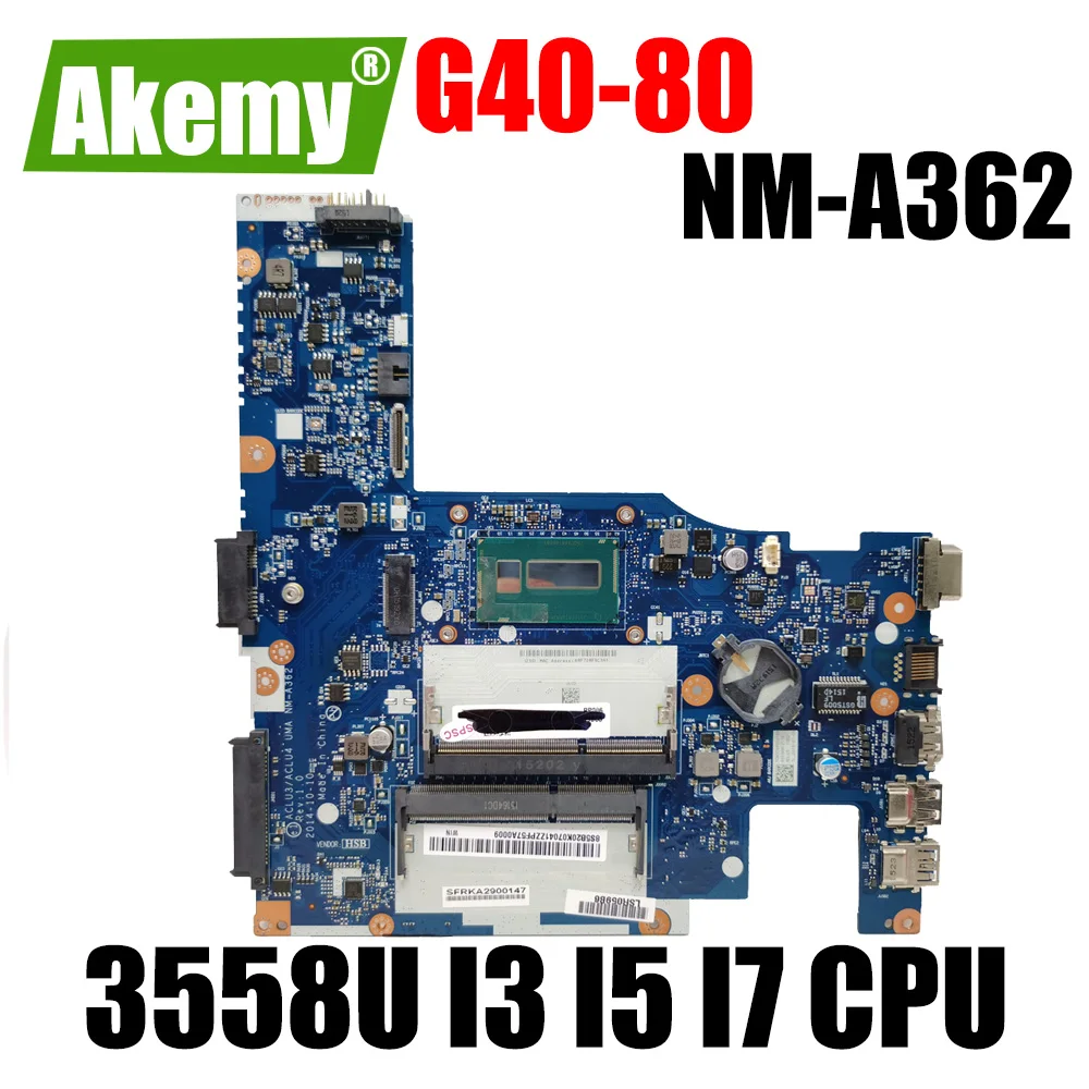 

Материнская плата для ноутбука LENOVO Ideapad G50-80 ACLU3/ACLU4 NM-A362 5B20H54321 SR1EN I3-4030U DDR3, протестирована нормально