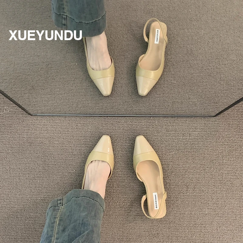 Scarpe Comfort Da Donna Sandali Con Punta Chiusa 2025 Estate Mary Jane A Punta Nuovo Basso Retro Ragazze Moda Scandali Janes Mary Jane Fa-image