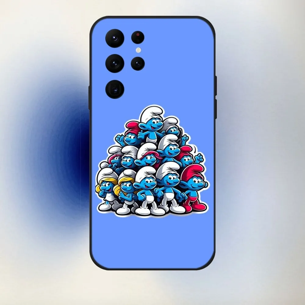 Movie Anime The S-Smurfs Phone Case For Samsung S24,23,22,30,21,10,9,Ultra,Plus,Lite,FE,5G Black Soft Case