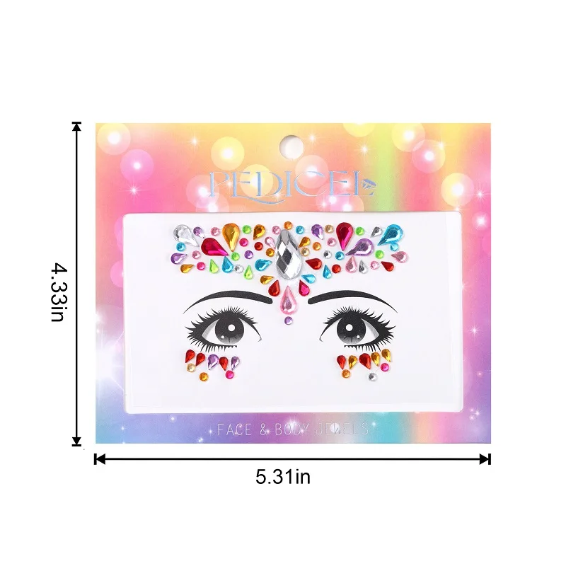 3D Rhinestone Bright Face Stickers for Festival Glitter Makeup Jewelry Sticker on Face for Kids Gems Jewels Diamonds Decoration