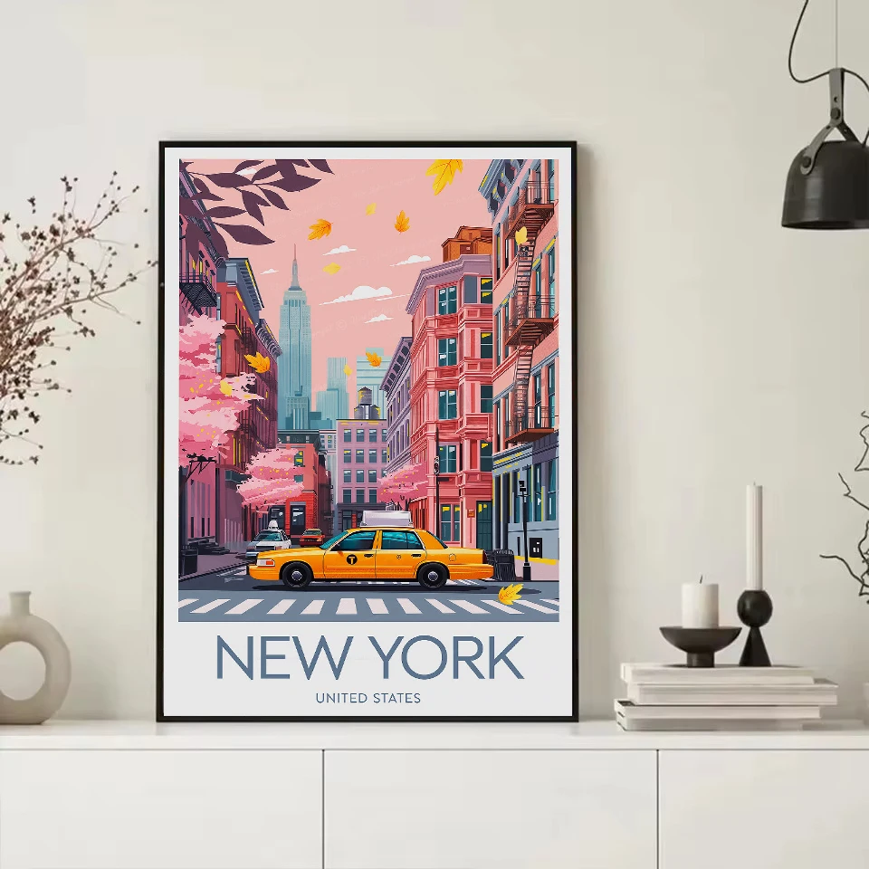 مجردة العالم السفر مدينة نيويورك فلورنسا أيسلندا المشهد المشارك حائط لوح رسم الفن صور ديكور المنزل الداخلي