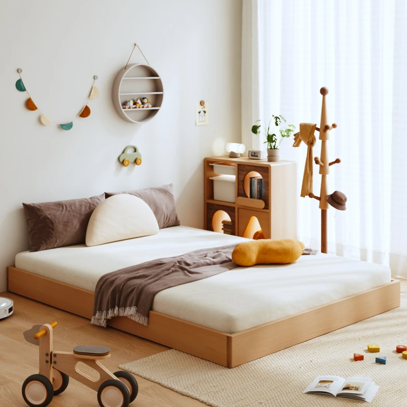 سرير أطفال بمنصة مونتيسوري من Mom's Choice، سرير أطفال من خشب الزان الصلب بالكامل للأولاد والبنات، تاتامي بطابق واحد #1