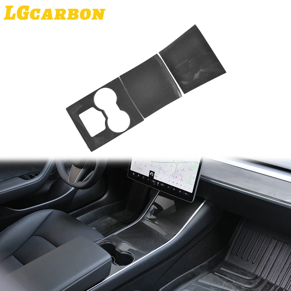 

LGcarbon Real dry carbon fiber Glossy car central control panel protective patch for Tesla Model 3 2017-2020 Central control