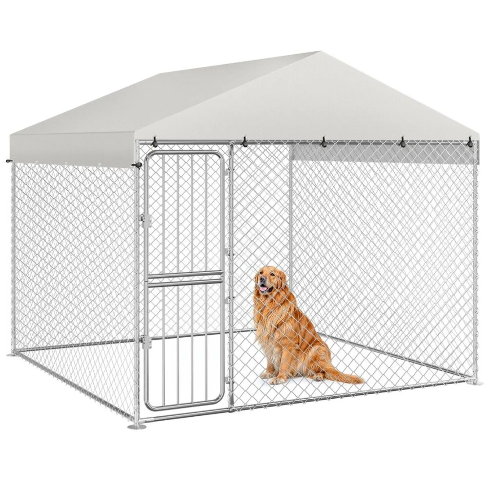 US Outdoor Pet Cage Enclosure with Covered Fence, US 7.5x7.5 Feet, Dog House