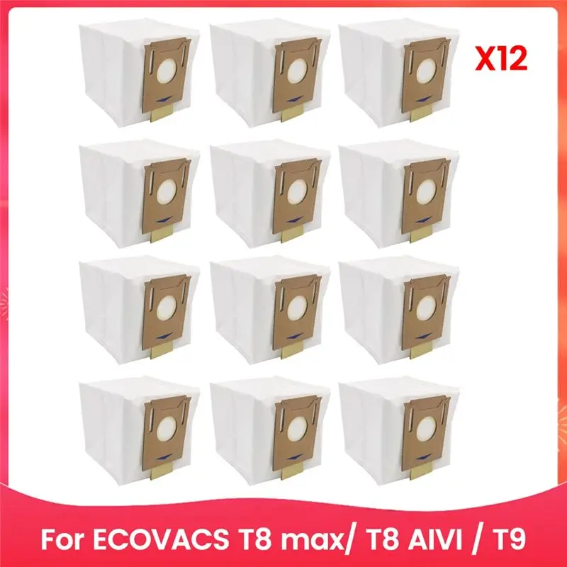 BHBD-12PCS Non Woven Dust Bag For ECOVACS Deebot T8 Max T8 AIVI T9 Robot Vacuum Cleaner Replacement Accessories
