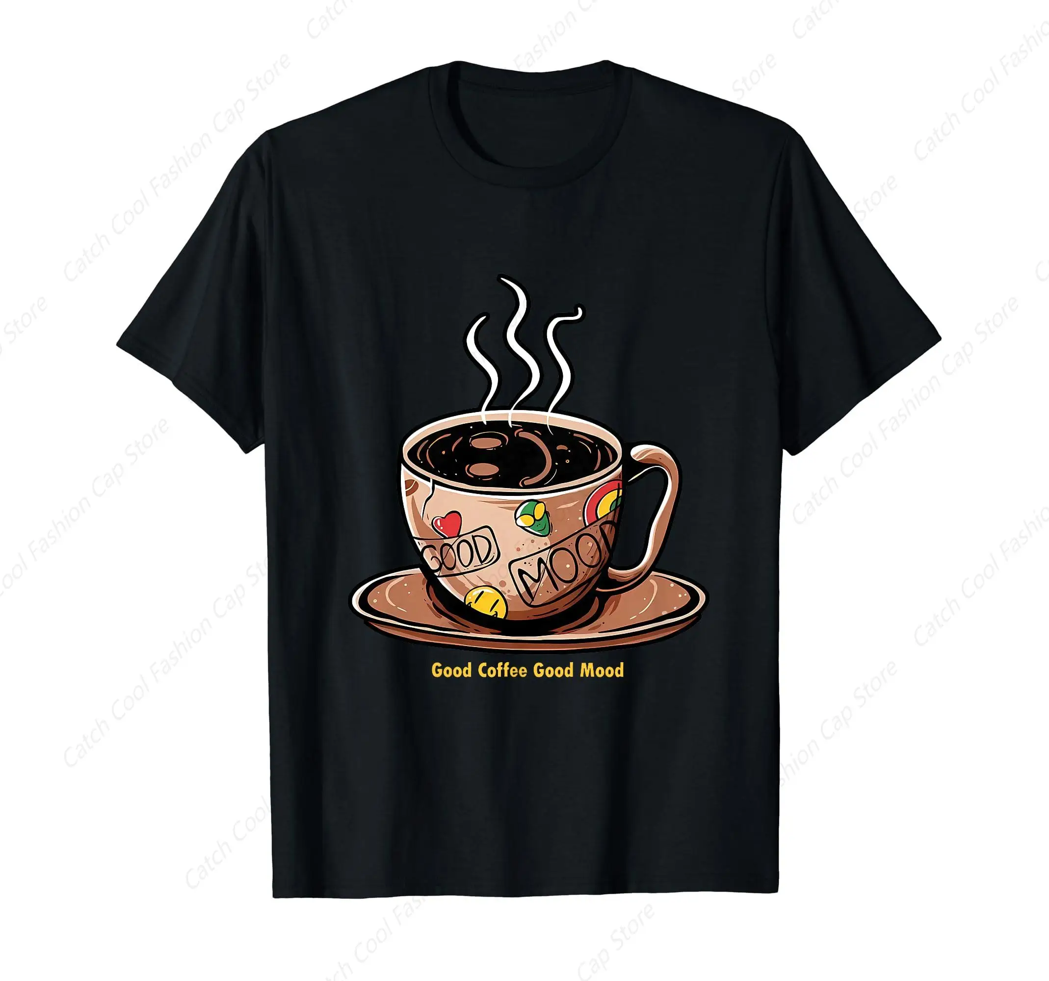 Good Coffee Good Mood T-Shirt for Men Short Sleeve Cotton Daily Travel Summer Breathable Round Neck Sports Fashion New Trend Top