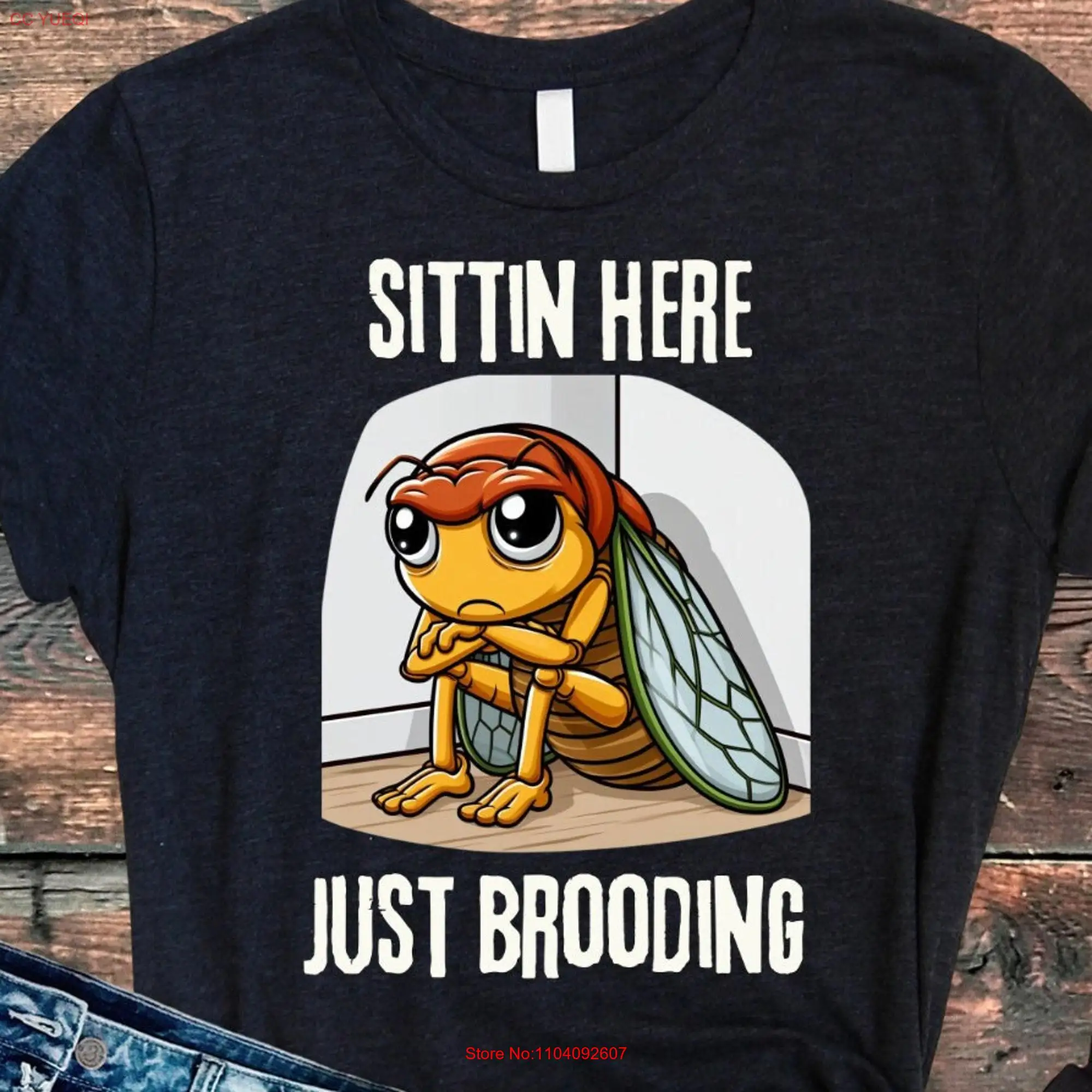 Funny Cicada T Shirt Just Brooding Cicadas 2024 Bug Lover Brood XIX XIII Emergence long or short sleeves