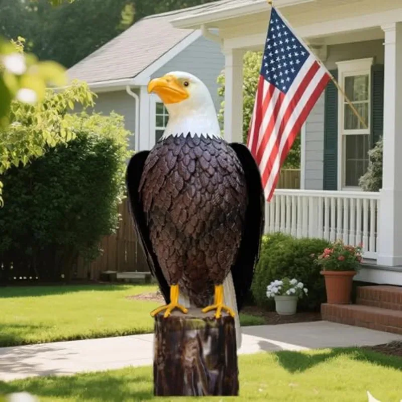 Bald Eagle Metal Yard Art Statue, Outdoor Garden Lawn Patio Decor Sculpture, Rustic Home Porch Decoration, Gift for Bird Lovers