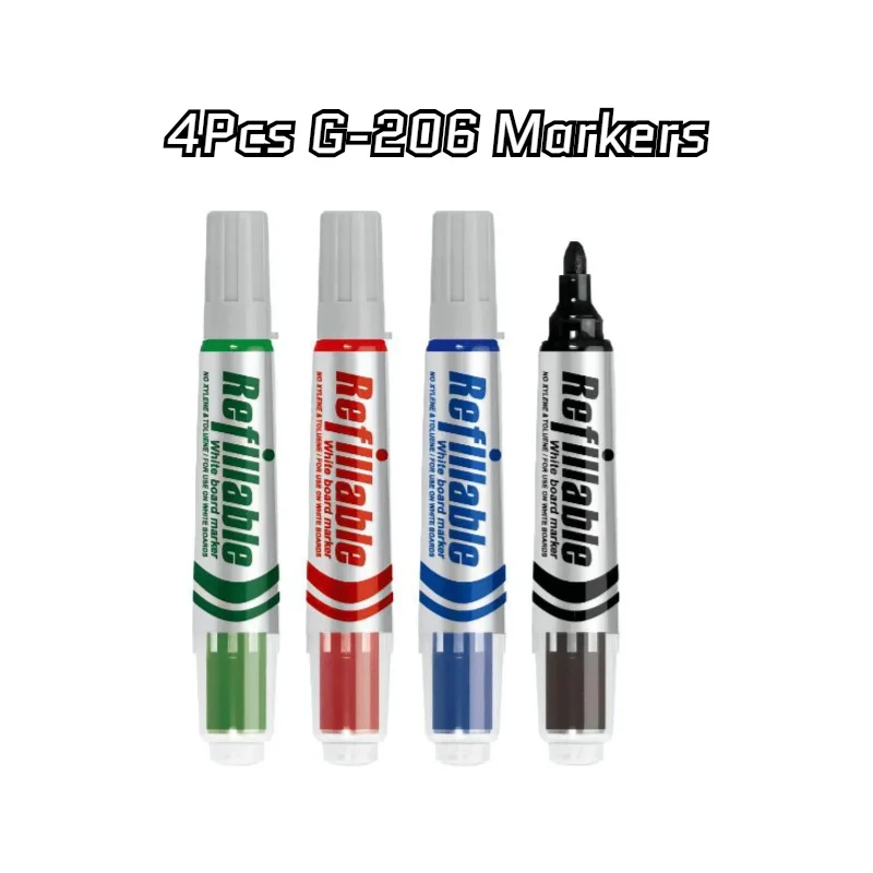 4  Pcs G206D Erasable Whiteboard Markers, School Supplies,Can be Used for Graffiti,Teaching,Meeting.Handwriting is Easy to Erasa