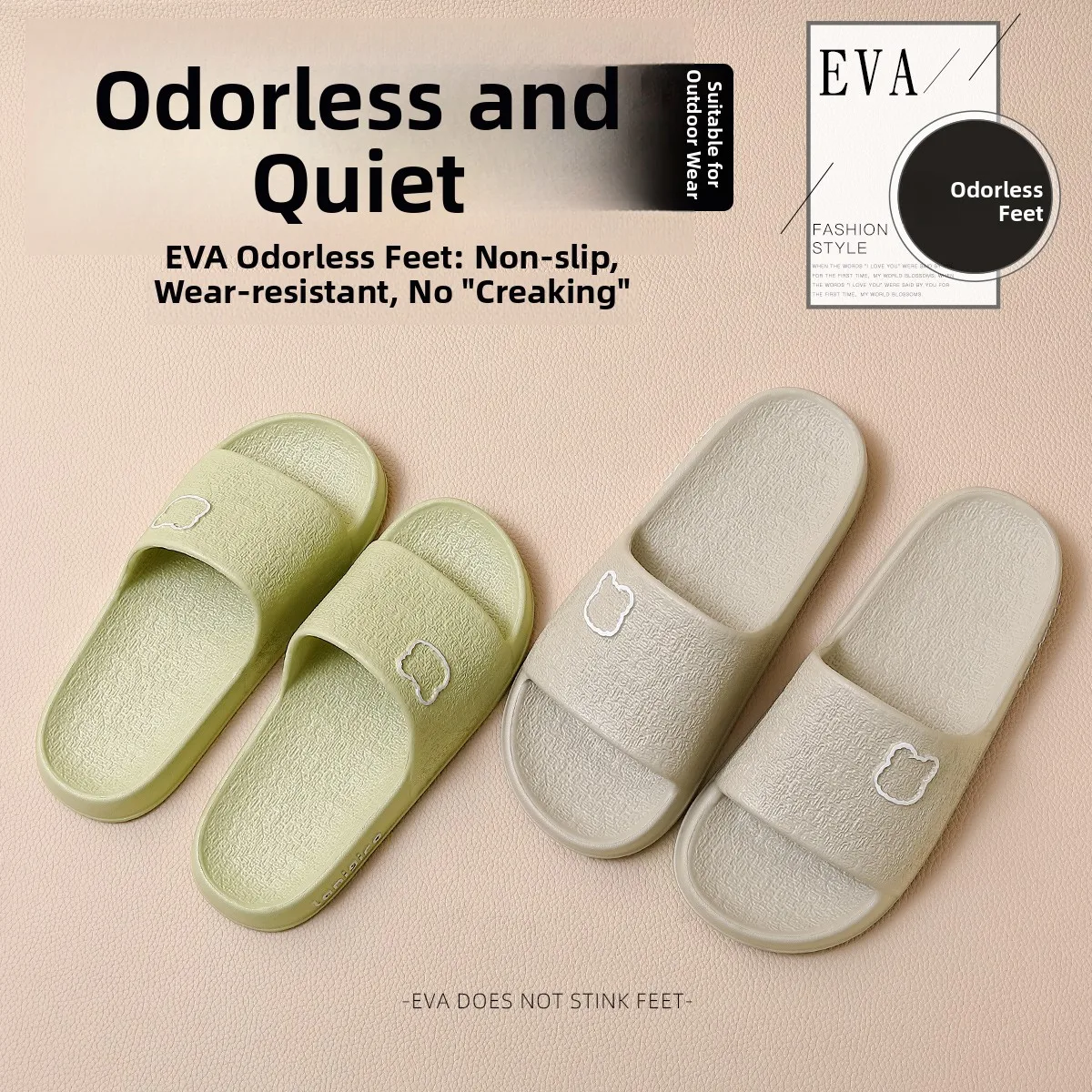 

Women's Slippers Indoor Home Quiet EVA Anti-Slip Odor Bathroom Cool Feeling Slippers Summer Season Fly Blue Valley Brand