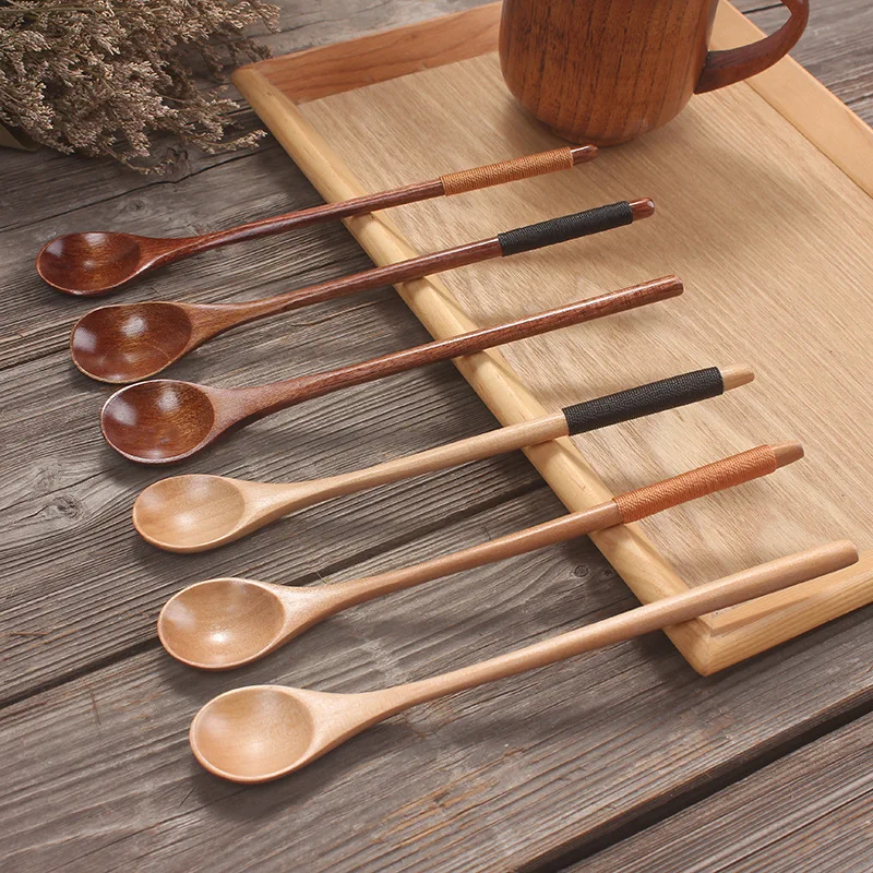 

1PC Wooden Spoon Bamboo Soup Teaspoon Scoop Long Handle Wooden Multifunction Stirring Spoon for Kitchen