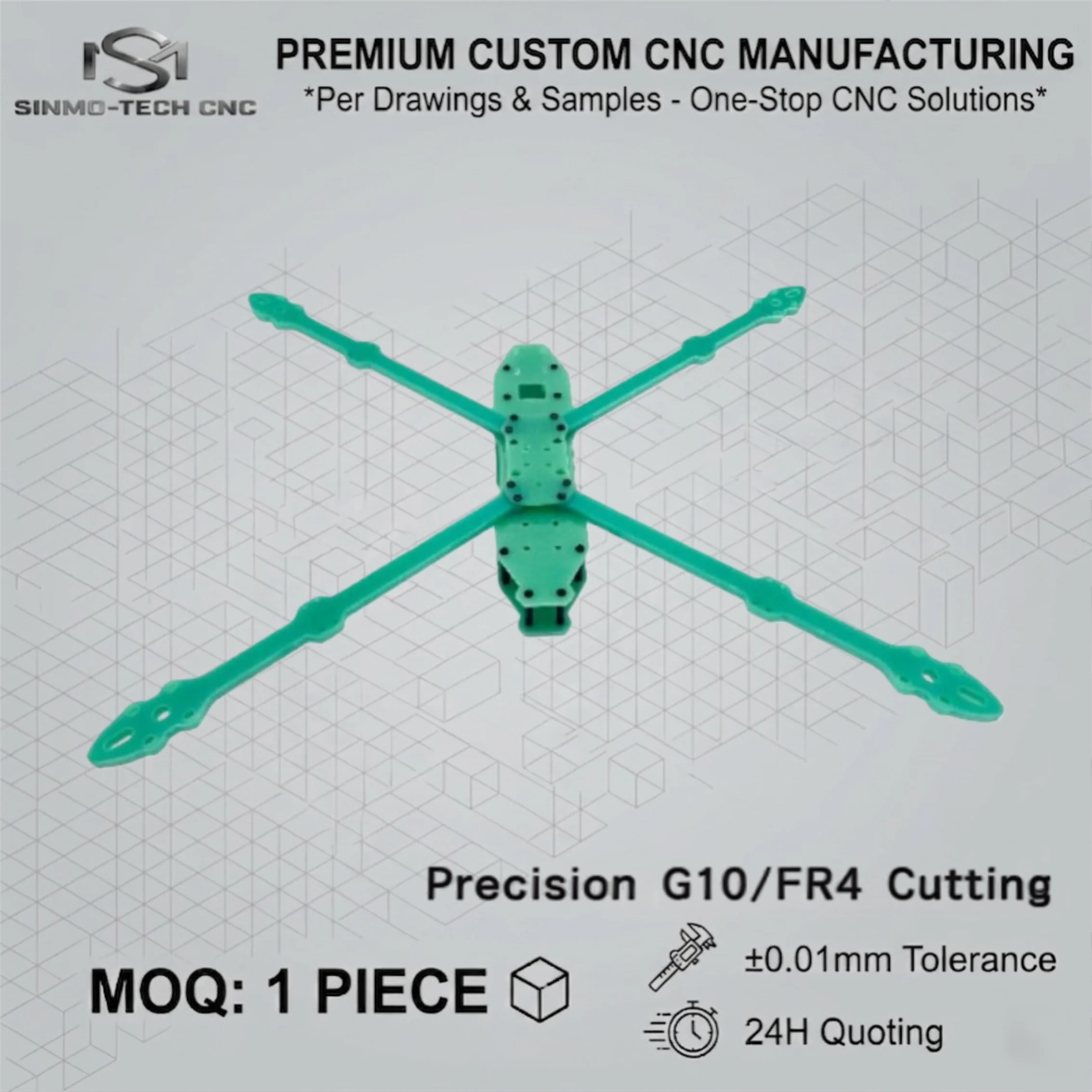 Precision CNC Machining G10 FR4 Plate Board Custom RF Transparent UAV Drone Parts Robotics Mechanical Component 1pc