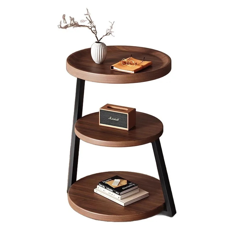 Multifunctional Mid Century Modern Nightstand Bedside Table for Small Spaces Round Multi Layer
