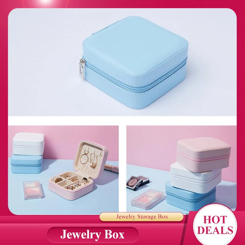 Jewelry Box PU Leather Storage Casket Women Gift Travel Portable Jewelry Case Earrings Necklace Jewelry Display Organizer