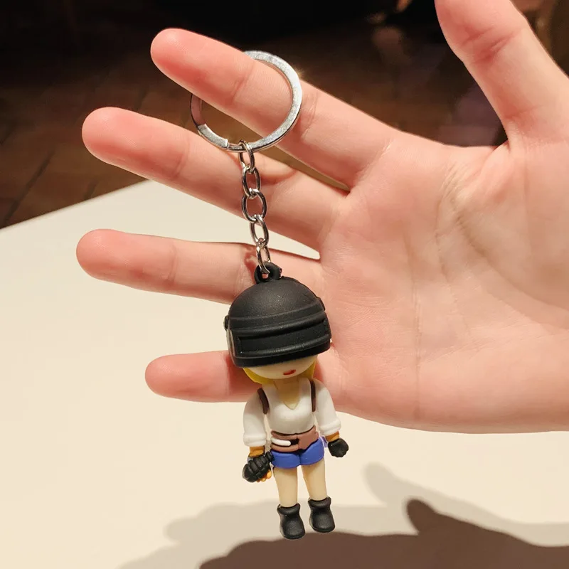 Hot Game Pubg Keychain Eat Chicken Keychains Level 3 Helmet PVC Doll Saucepan Key Holder Fans Battle Grounds Keyring Llaveros