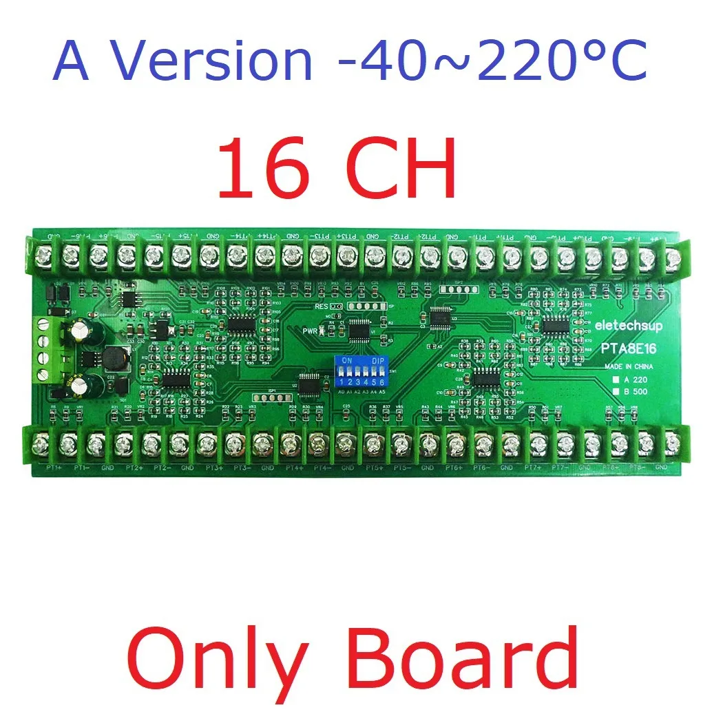 

PTA8E16 DC12V/24V 16CH Analog Input RS485 PT100 RTD Temperature Sensor Collector Modbus RTU High Temperature Acquisition