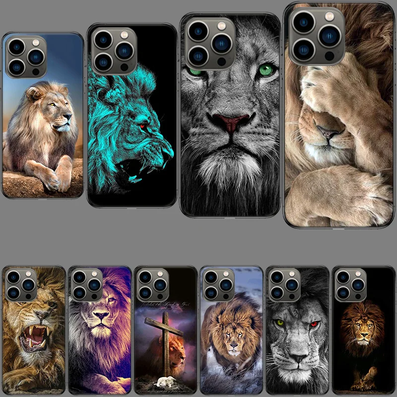 Lion Alpha Male Cub Phone Case For Apple Iphone 15+ 14 Plus Fundas 16 Pro Max Capa 12 13 Mini Coque 11 Pro Cover Shell TPU Cover