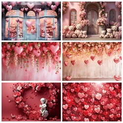 Valentine's Day Flowers Photography Backdrop Wedding Bridal Shower Love Heart Background Decor Banner Photoshoot Studio Props