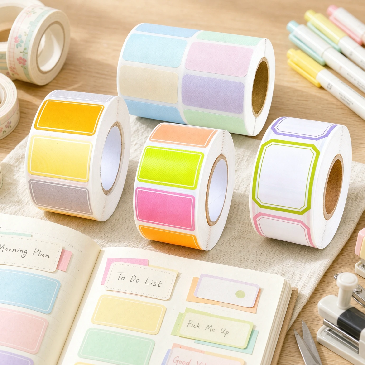 Roll Labels Stickers – Matte Finish Colored Pastel Color Label Strips, Ideal for Office File Classification, Daily Inventory TMZ