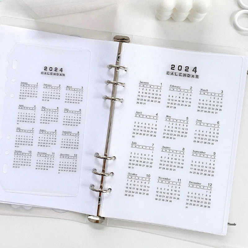 2024 Calendar PP Divider A5 A6 Loose Leaf Notebook Planner Index Sheet for Diary Journals Cute Stationery School Supplies New