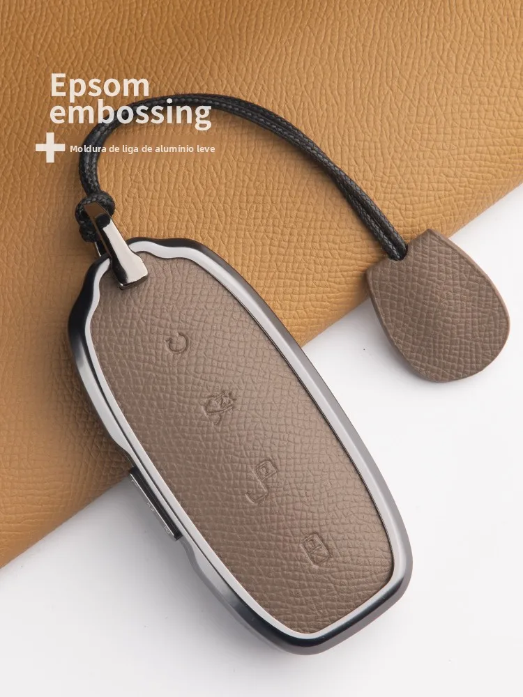 high-end-leather-car-key-cover-for-tesla-key-n7-buckle-n8-bag-men's-women's-alloy-automobile-accessories-modification