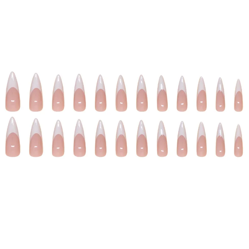 24 قطعة نصائح الأظافر البسيطة الربيع الصيف الفرنسية خنجر اضغط على الأظافر مع سحر الأظافر كاذبة طويلة أظافر صناعية لالتصاق #5