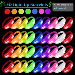 Music & Sound Activated LED Light Up Bracelets Colorful Bracelet Glow Bracelets Concert Bracelets for Kids Adults Party Supplies