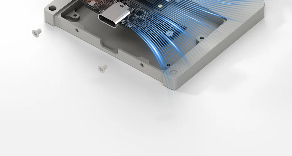 Carcasa de aluminio para disipar el calor del SSD