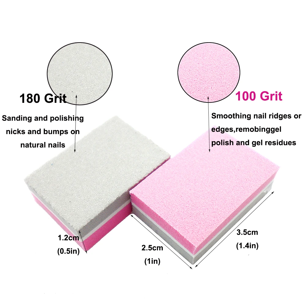 10 Pcs/Lot Colorful Double-Sided Sandpaper Nail File Mini Sponge Square Nails File Tools Grit 100/180 For Salons/Nails Practices