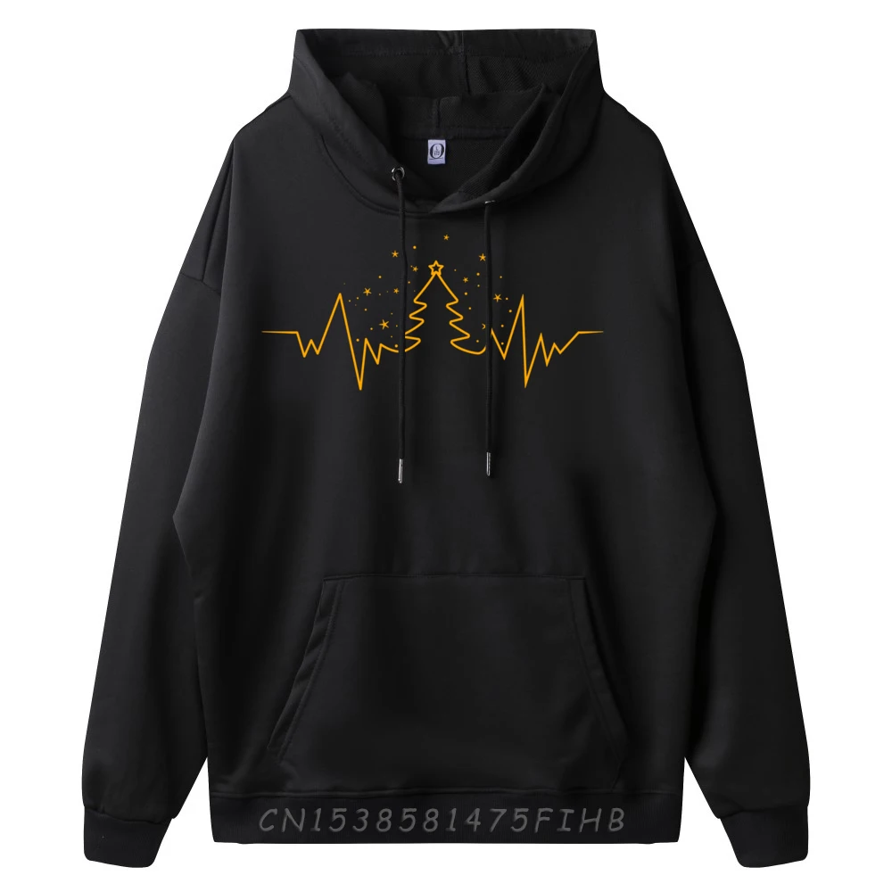 Christmas Tree Heartbeat Funny for Xmas Lovers White Hoodies Men Couples Streetwear Men Vintage
