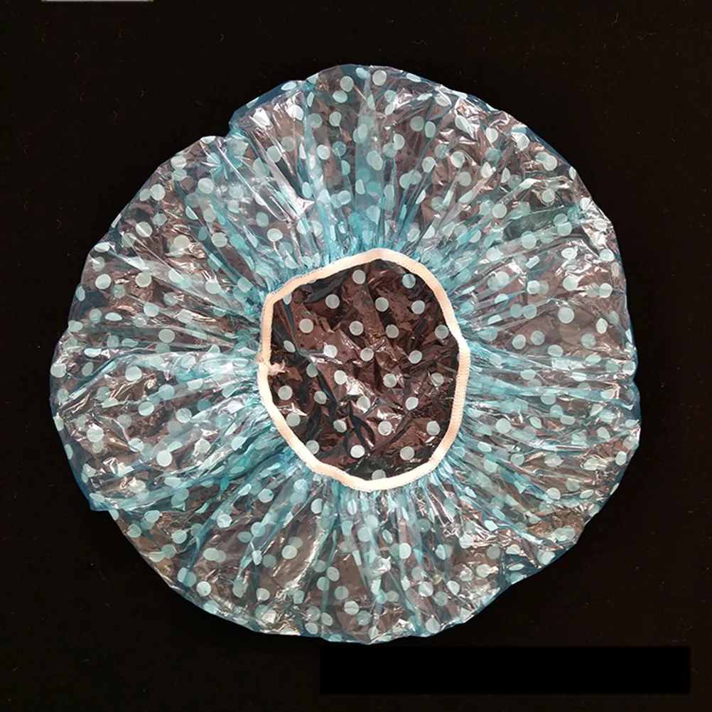 

60Pcs Disposable Colorful Printed Shower Caps Lightweight Pe Material Home Travel Hair Protection Dots Design Shower Disposable